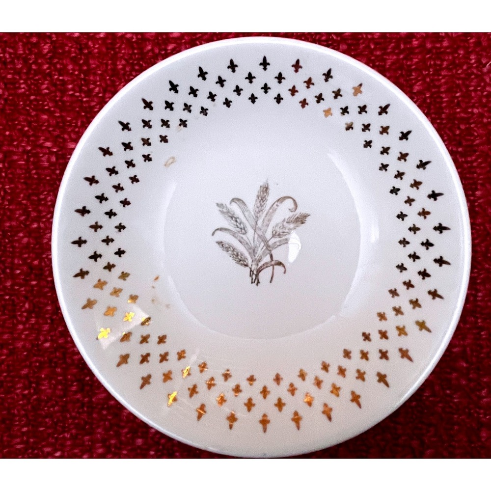 Vintage‎ 1960s SCIO Pottery Golden Wheat Small Bowl Fleur De Lis 6.5"